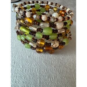 Green and Brown Multi-Layered Beaded Bracelet